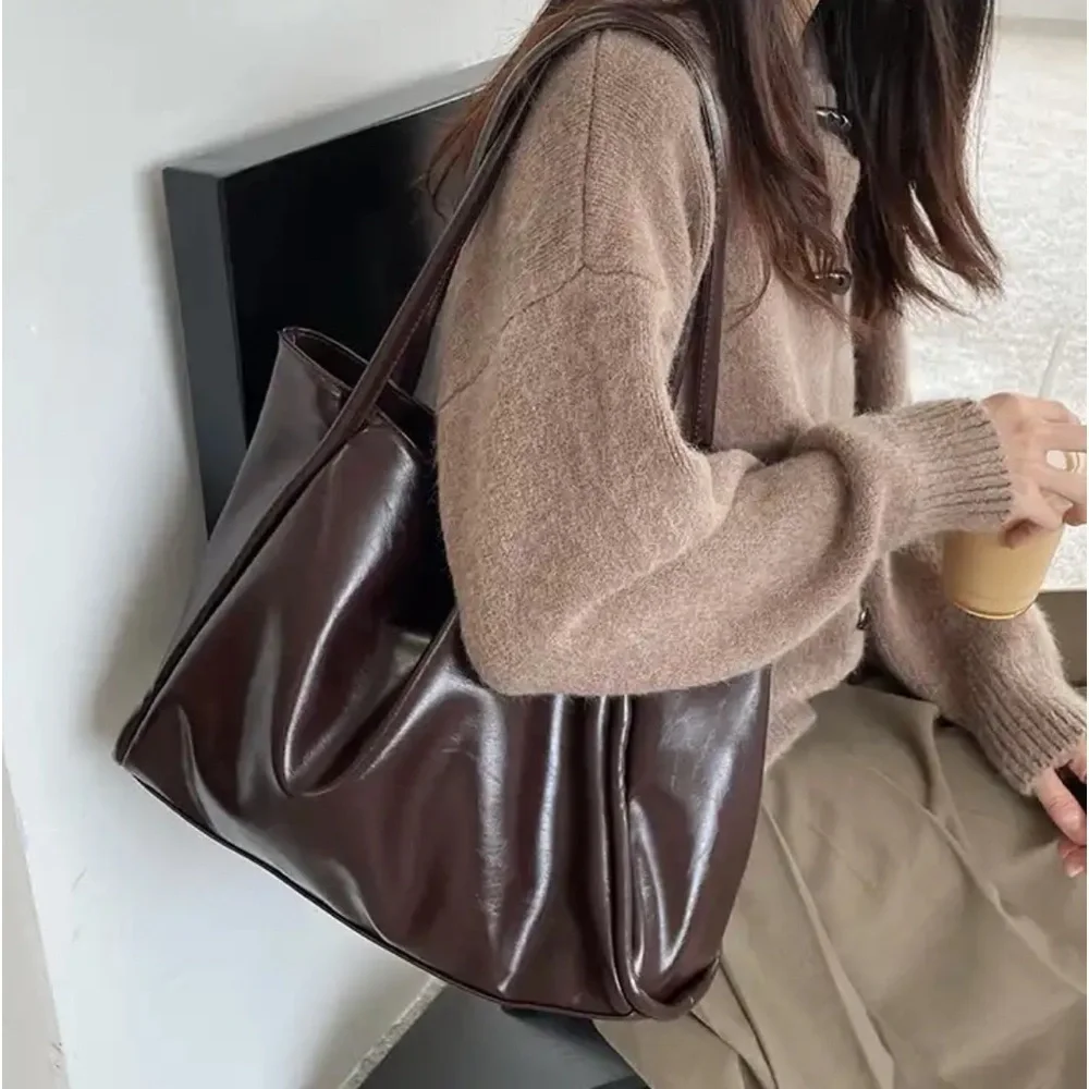 #77 Vegan Leather Brown casual Shoulder Computer work everyday handbag